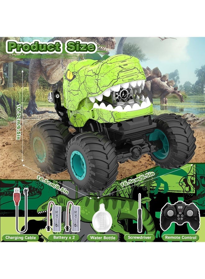 L&E Monster Truck Toys - Remote Control Monster Truck with Spray & Light, Dinosaur Toys for Kids 5-7, 1:20 Scale 2.4 GHz RC Truck, 360° Spins Car for Boys 4-7, Kids Christmas Birthday Gifts - Image 5