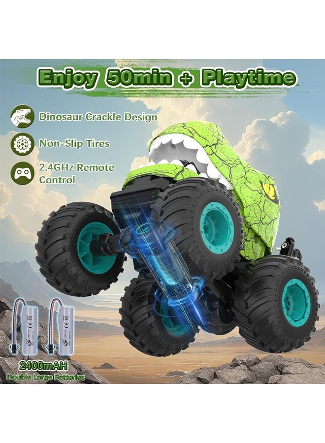 L&E Monster Truck Toys - Remote Control Monster Truck with Spray & Light, Dinosaur Toys for Kids 5-7, 1:20 Scale 2.4 GHz RC Truck, 360° Spins Car for Boys 4-7, Kids Christmas Birthday Gifts - Image 4