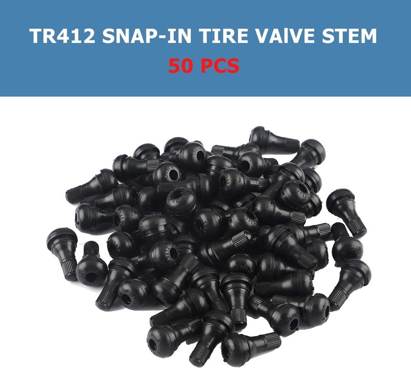 EZISOE 50 Pcs TR412 Black in Standard Length Stem Snap Rubber Valve Stems,TR412 tire Valve stem for Off-Road Trucks ATV,SUVs,RVs with Tubeless 0.453in 11.5mm Rim Holes on Vehicles - Image 4