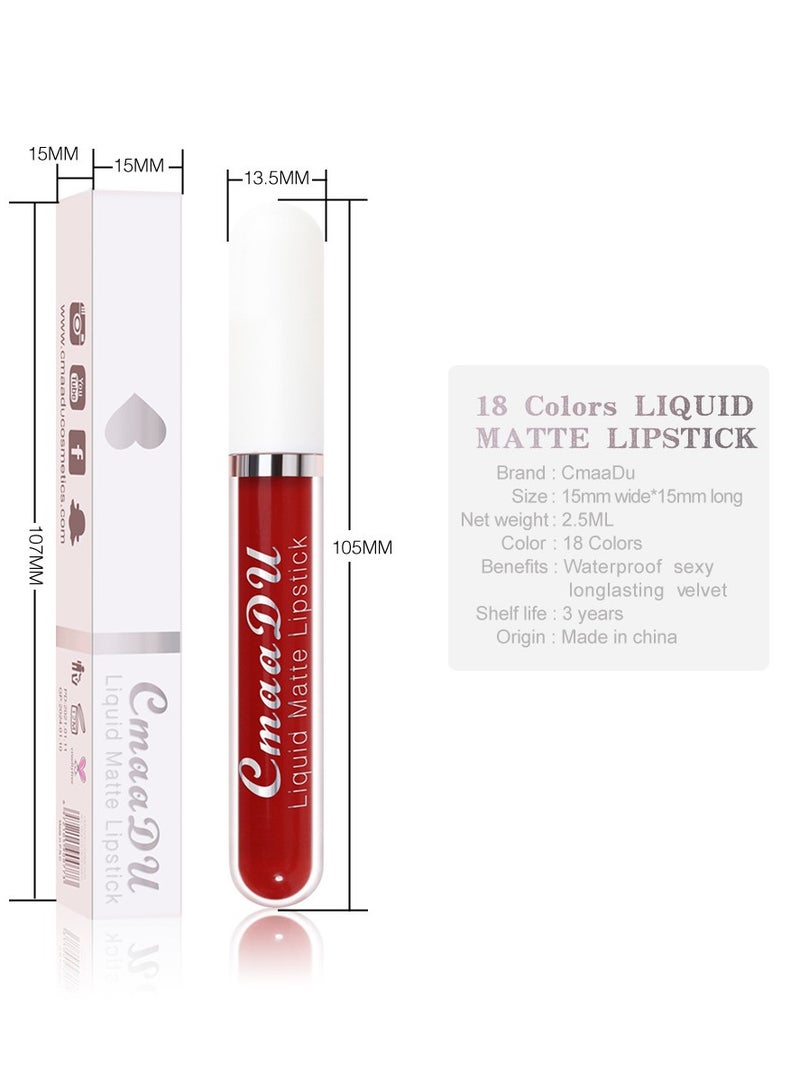 CmaaDu 1pc Liquid Lipstick Lip Gloss, Waterproof Nude Lipstick, Non Fade Long Lasting Color Matte, Natural Formula Hydrating Lip Liner Pens for Multiple Occasions, (Color Matte Lip Gloss_08) - Image 4