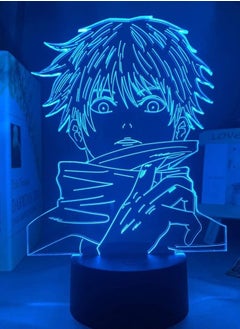 althiqahkey Multicolor Anime Jujutsu Kaisen Satoru Gojo Lamp Cool 3D Illusion Night Lamp Home Room Decor Upward Lighting Acrylic LED Light Xmas Gift Otaku Glow Desktop Lamps 16 Colors with Remote  - Image 1