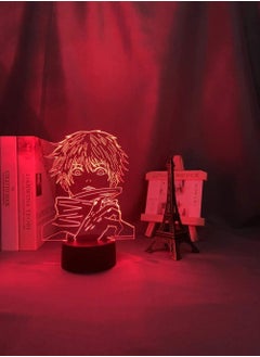 althiqahkey Multicolor Anime Jujutsu Kaisen Satoru Gojo Lamp Cool 3D Illusion Night Lamp Home Room Decor Upward Lighting Acrylic LED Light Xmas Gift Otaku Glow Desktop Lamps 16 Colors with Remote  - Image 4