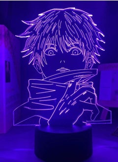 althiqahkey Multicolor Anime Jujutsu Kaisen Satoru Gojo Lamp Cool 3D Illusion Night Lamp Home Room Decor Upward Lighting Acrylic LED Light Xmas Gift Otaku Glow Desktop Lamps 16 Colors with Remote  - Image 2
