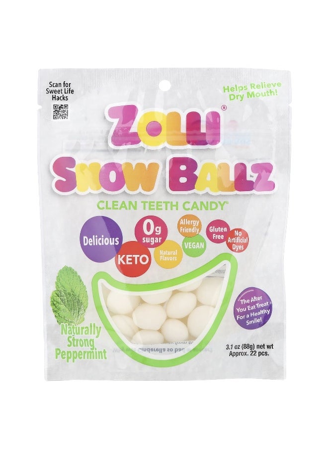 ZOLLIPOPS Zollipops, Zolli® Snow Ballz, Naturally Strong Peppermint, Approx. 22 Pieces, 3.1 oz (88 g)  - Image 1