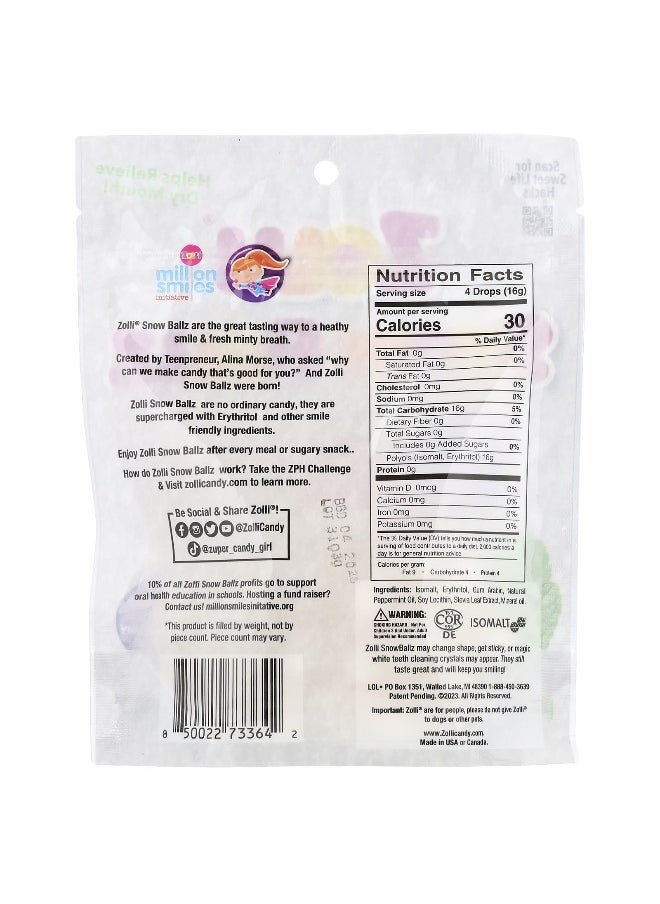 ZOLLIPOPS Zollipops, Zolli® Snow Ballz, Naturally Strong Peppermint, Approx. 22 Pieces, 3.1 oz (88 g)  - Image 2