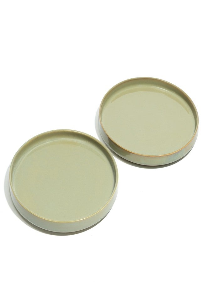 Beyond Homes Ceramic Dinner Plates, 21 cm, 2 Pieces | Matte Finish | Flat Pasta Bowls for Serving | Stackable Ceramic Plates for Dinner (Set of 2, Pistachio) - Image 2