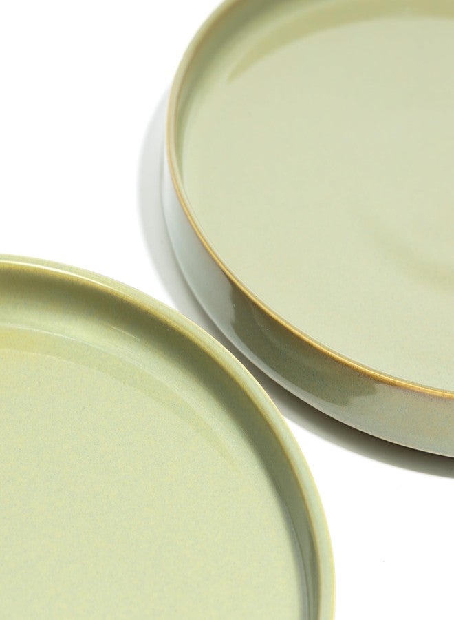 Beyond Homes Ceramic Dinner Plates, 21 cm, 2 Pieces | Matte Finish | Flat Pasta Bowls for Serving | Stackable Ceramic Plates for Dinner (Set of 2, Pistachio) - Image 3