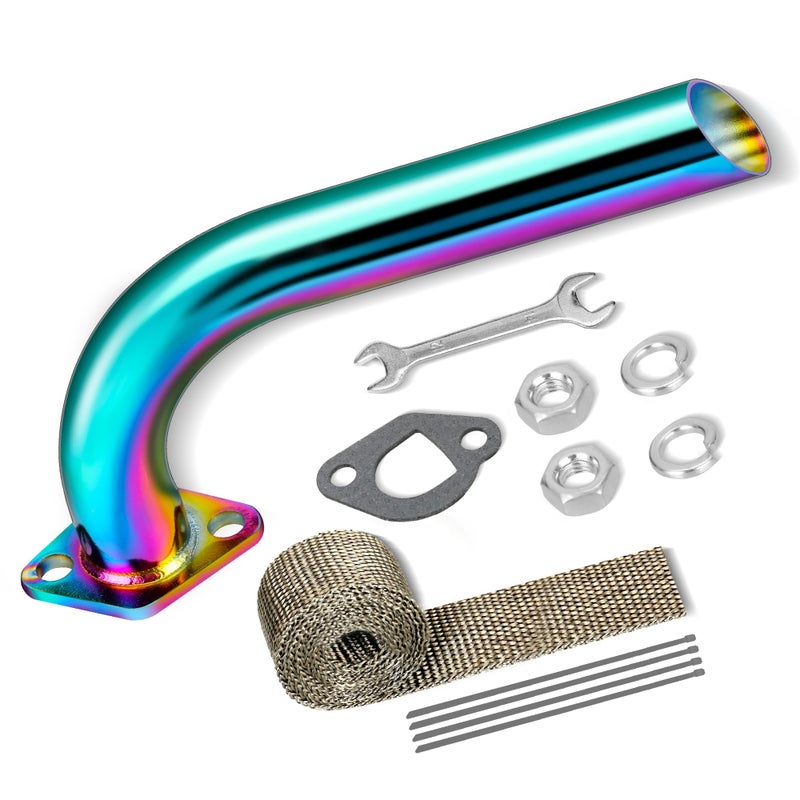 FVRITO 212cc Exhaust Pipe Kit for Predator 196cc Coleman CT200U BT200X CT200U-EX KT196 6.5HP GX160 GX200 Tillotson Mini Bike Baja MB200 Clone Engine Go Kart Performance Parts Colorful - Image 1