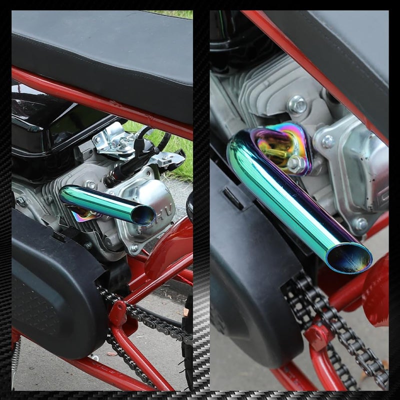 FVRITO 212cc Exhaust Pipe Kit for Predator 196cc Coleman CT200U BT200X CT200U-EX KT196 6.5HP GX160 GX200 Tillotson Mini Bike Baja MB200 Clone Engine Go Kart Performance Parts Colorful - Image 3