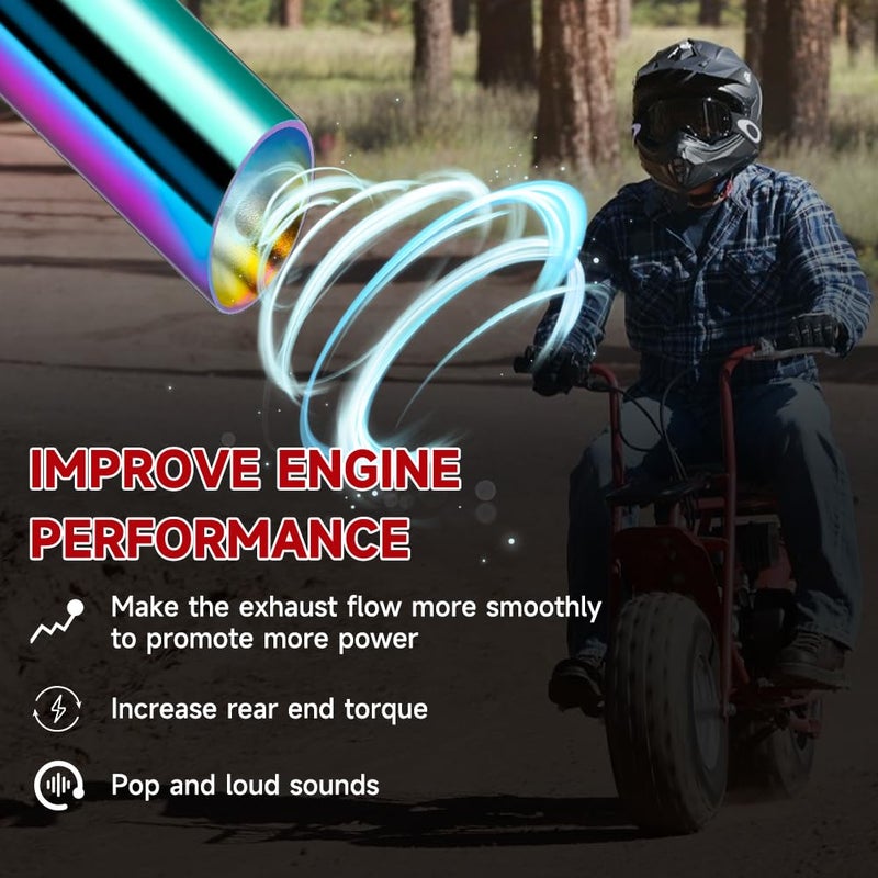 FVRITO 212cc Exhaust Pipe Kit for Predator 196cc Coleman CT200U BT200X CT200U-EX KT196 6.5HP GX160 GX200 Tillotson Mini Bike Baja MB200 Clone Engine Go Kart Performance Parts Colorful - Image 2