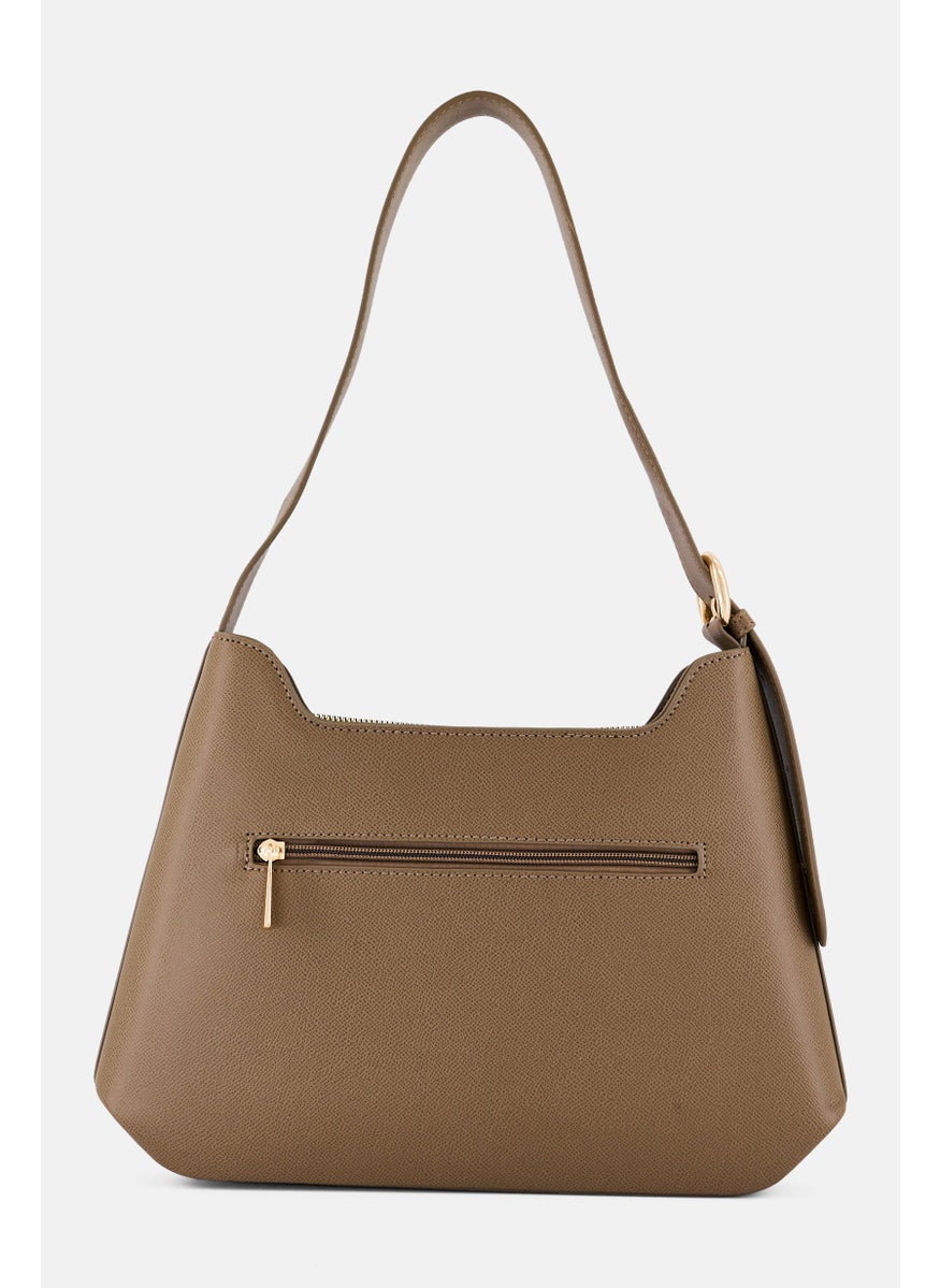 Kathy Ireland Women Brand Logo Elegant Shoulder Bag, Tan  - Image 2