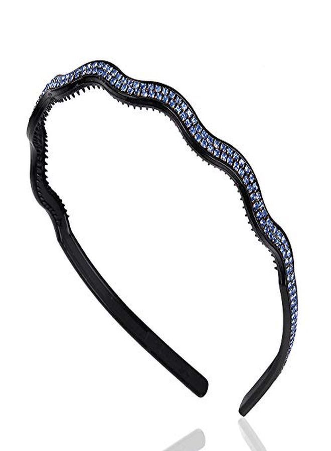 Numblartd Set Of 6 Wavy Shape Double Row Rhinestone Headband Hairband With Teeth - Fashion Head Band Hair Hoop Headwear Hair Accessory For Women (Color Random) - Image 3