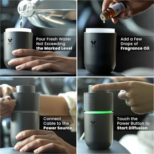 IRIS Celeste Car & Home Ultrasonic Aroma Diffuser | Electric Fragrance Diffuser | Elegant Air Freshener for Refreshing Spaces (Wired) - Image 5