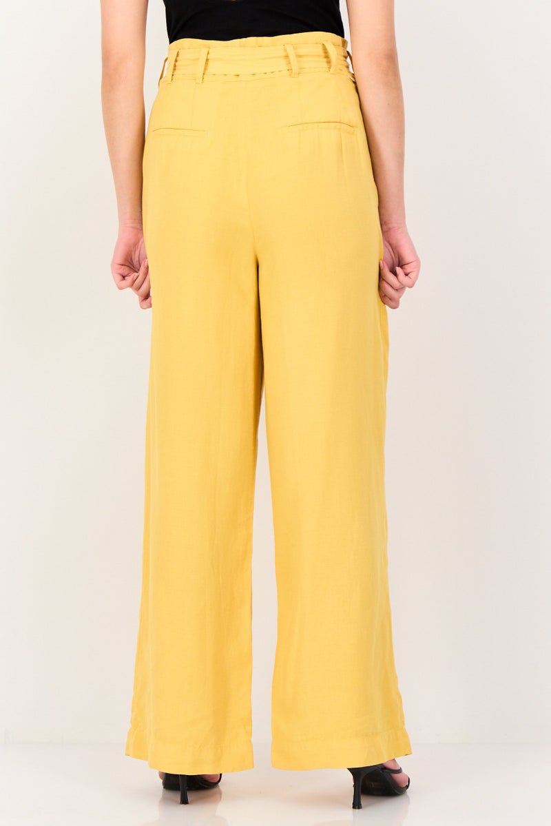 Reiko Women Wide Fit Solid Palazzo Pants, Mimosa - Image 3