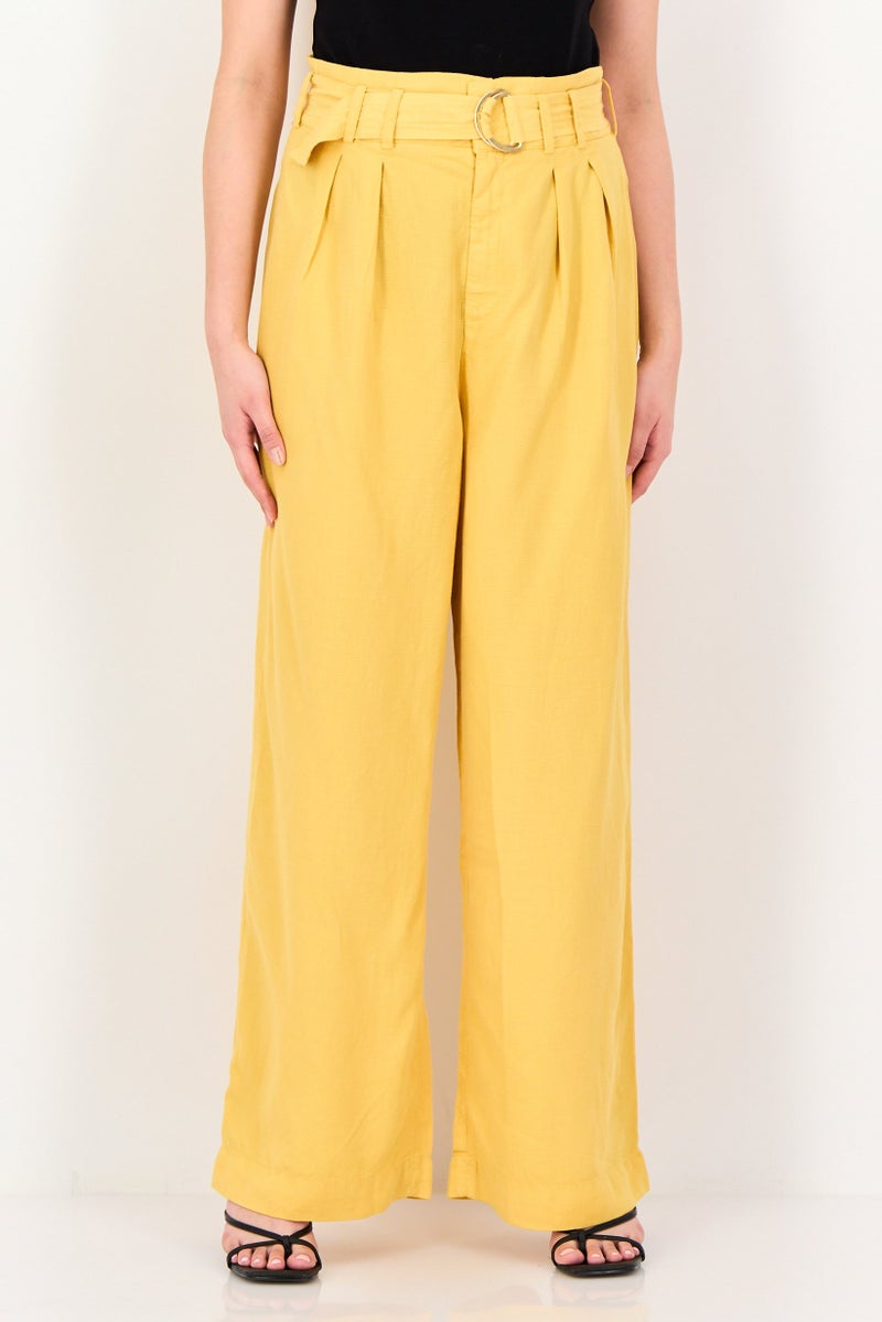 Reiko Women Wide Fit Solid Palazzo Pants, Mimosa - Image 1