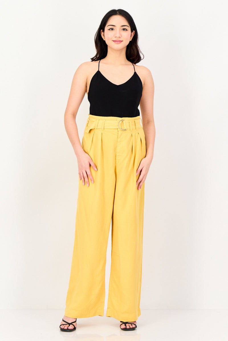 Reiko Women Wide Fit Solid Palazzo Pants, Mimosa - Image 4