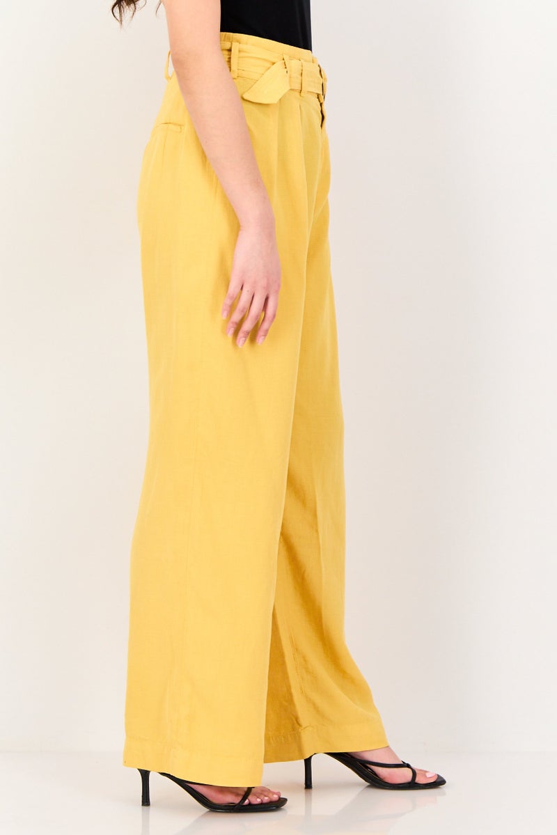 Reiko Women Wide Fit Solid Palazzo Pants, Mimosa - Image 2