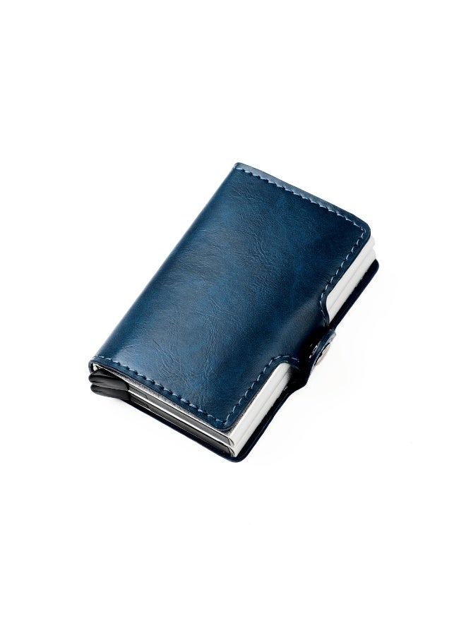 xozgdovg Double Layer Aluminum Gold RFID Anti-Theft Money Clip Metal Card Holder KB251 sapphire blue oil wax 