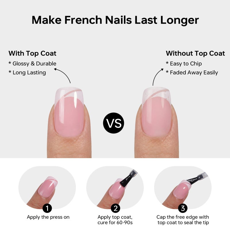 ASONRL 24 Pcs Acrylic Press on Nails, ASONRL Short Medium Square French White Edge Pink Fake Nails with Gold Rhinestones, Glue on Nails Reusable False Nails for Women, French- Gold Diamond Square - Image 5