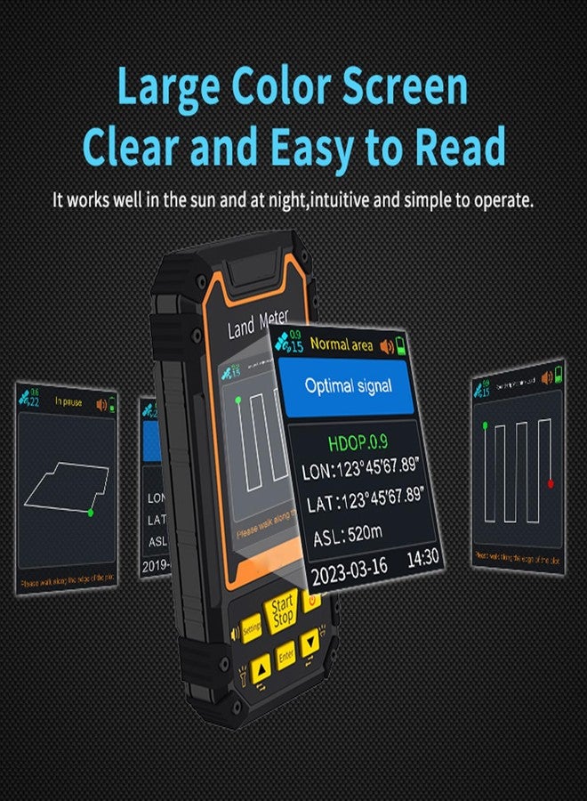 فوكتي جهاز قياس مساحة الأرض، شاشة ملونة 2.4 بوصة، وحدات قياس مساحة الأرض المحمولة، 4 أوضاع قياس، معدات مسح الأراضي للأراضي الجبلية والمنحدرات والحقول المسطحة - Image 2