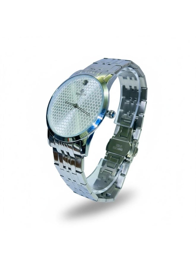 SHADOW Hexa Honey SD097 Men’s Analog Watch Stainless Steel Strap Quartz Movement Luxury Casual Watch Silver - Image 3