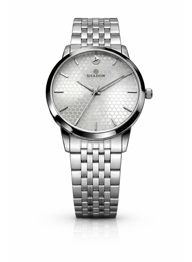 SHADOW Hexa Honey SD097 Men’s Analog Watch Stainless Steel Strap Quartz Movement Luxury Casual Watch Silver - Image 1