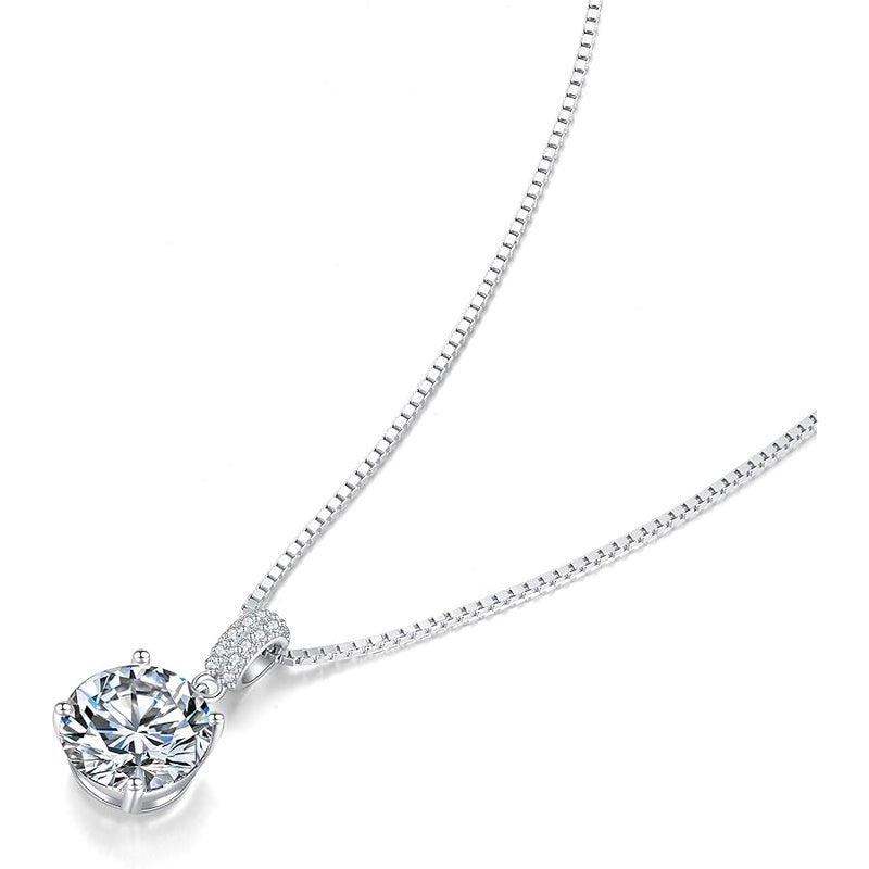 SUNFEEL Gold Necklace for Women, Sterling Silver Necklaces 2 Carats Cubic Zirconia Necklace Dainty Jewelry Gifts for Mom Wife Girlfriend Bridal for Prom Wedding Anniversary Birthday - Image 5