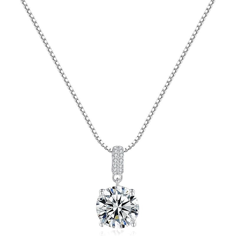 SUNFEEL Gold Necklace for Women, Sterling Silver Necklaces 2 Carats Cubic Zirconia Necklace Dainty Jewelry Gifts for Mom Wife Girlfriend Bridal for Prom Wedding Anniversary Birthday - Image 1