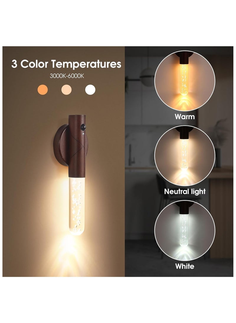 KADRAMA Motion Sensor Wall Light, Dimmable Night Light with Wooden Handle, Rechargeable Flashlight, Motion Sensor Auto on/Off, Stick-on Magnetic Wall Sconce Decor Indoor Light for Cabinet, Stair, Hallway  - Image 2