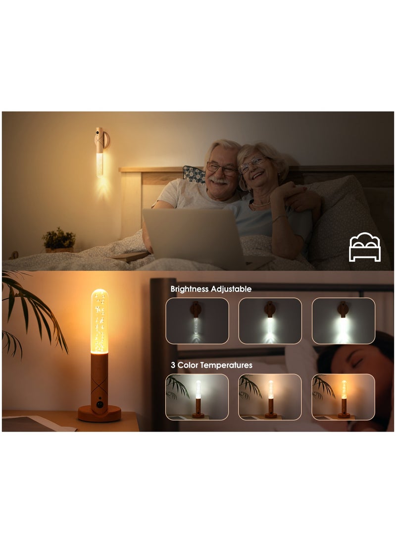 KADRAMA Motion Sensor Wall Light, Dimmable Night Light with Wooden Handle, Rechargeable Flashlight, Motion Sensor Auto on/Off, Stick-on Magnetic Wall Sconce Decor Indoor Light for Cabinet, Stair, Hallway  - Image 3