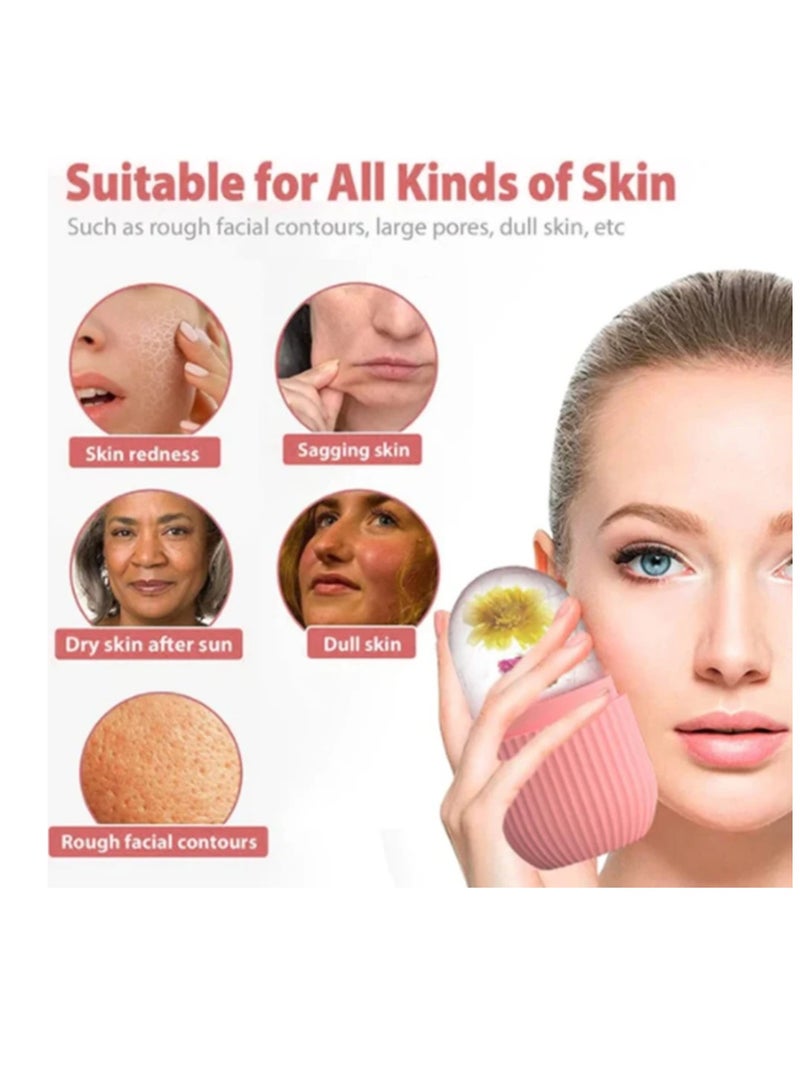 Red Blossom Ice Roller For Face Eyes Neck Facial Beauty Lifting Roller Stencils Fashion Skincare Beauty Tool For Women Multicolour - Image 3