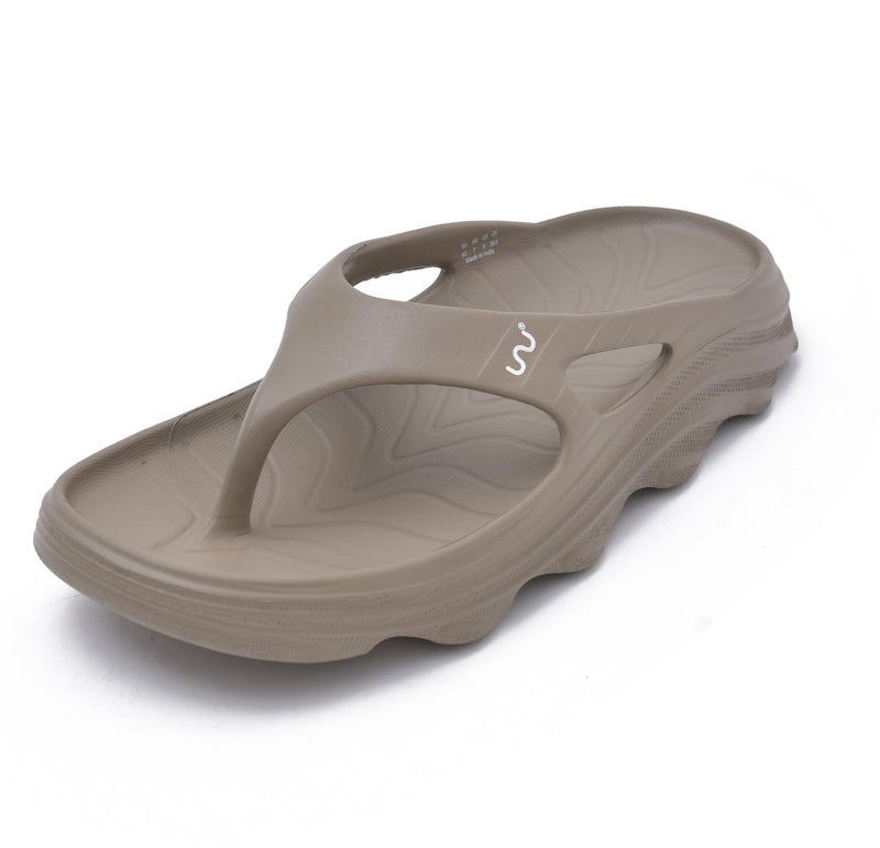 doubleu Recovery Slipper|Soft Doctor Anti-Skid Slipper for Men|Riva|Slides, Flip-Flops, Chappals (8,Khaki) - Image 1