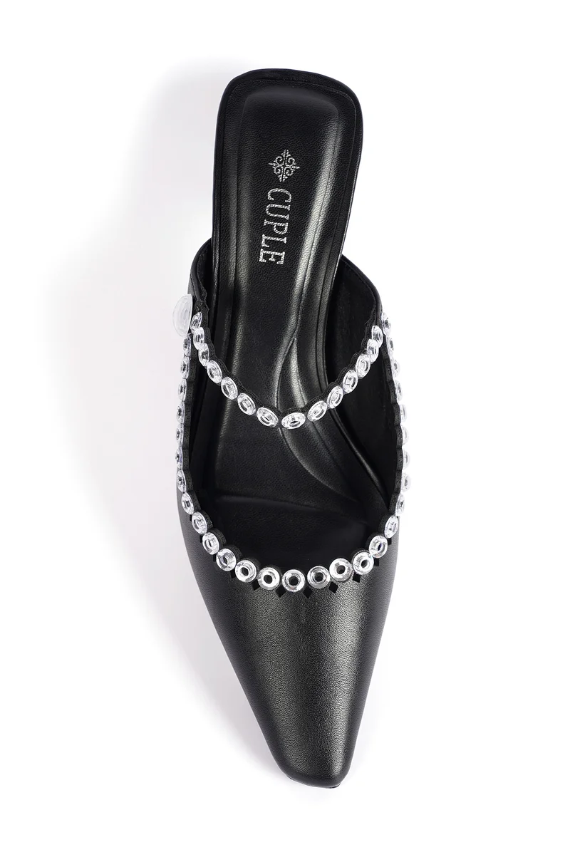 Cuple Ladies Slip-On Mules embellished