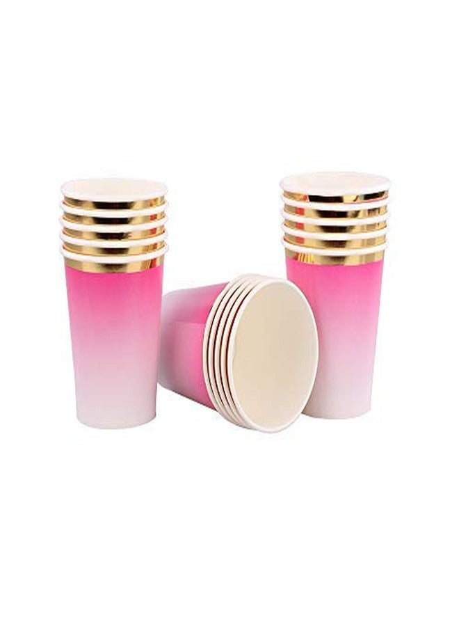 Ottin Ombre Rainbow Hot Pink Party Supplies Decorations 50-counts Disposable Paper Plates and Napkins Set for Birthday Wedding Bridal Baby Shower Engagement Halloween Thanksgiving Christmas New Year - Image 5