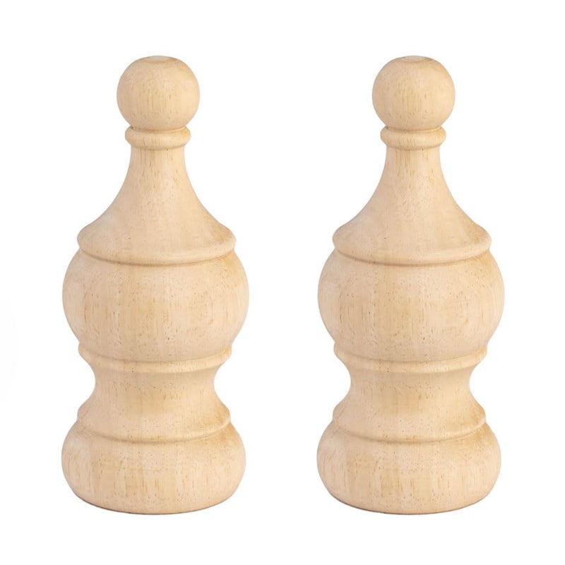 Crapapfert 2Pack Decorative Wood Finials 5.9" Tall x 2.4" Wide for Bed Post Finials Curtain Rod Staircases DIY Crafts Unfinished Wooden Finials for Indoor Use Home Deoration (Style2-5.9inch) - Image 1
