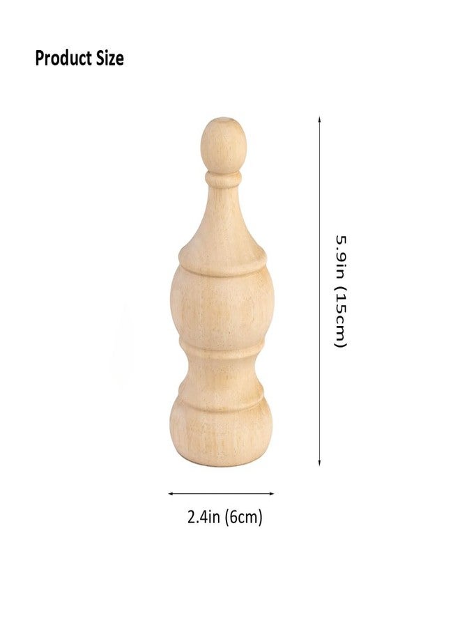 Crapapfert 2Pack Decorative Wood Finials 5.9" Tall x 2.4" Wide for Bed Post Finials Curtain Rod Staircases DIY Crafts Unfinished Wooden Finials for Indoor Use Home Deoration (Style2-5.9inch) - Image 2