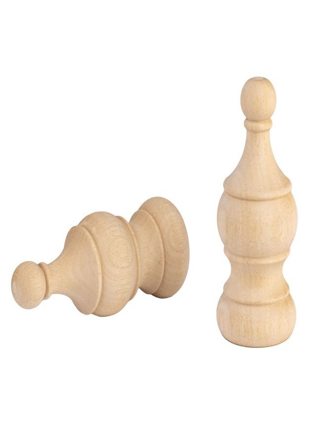 Crapapfert 2Pack Decorative Wood Finials 5.9" Tall x 2.4" Wide for Bed Post Finials Curtain Rod Staircases DIY Crafts Unfinished Wooden Finials for Indoor Use Home Deoration (Style2-5.9inch) - Image 5