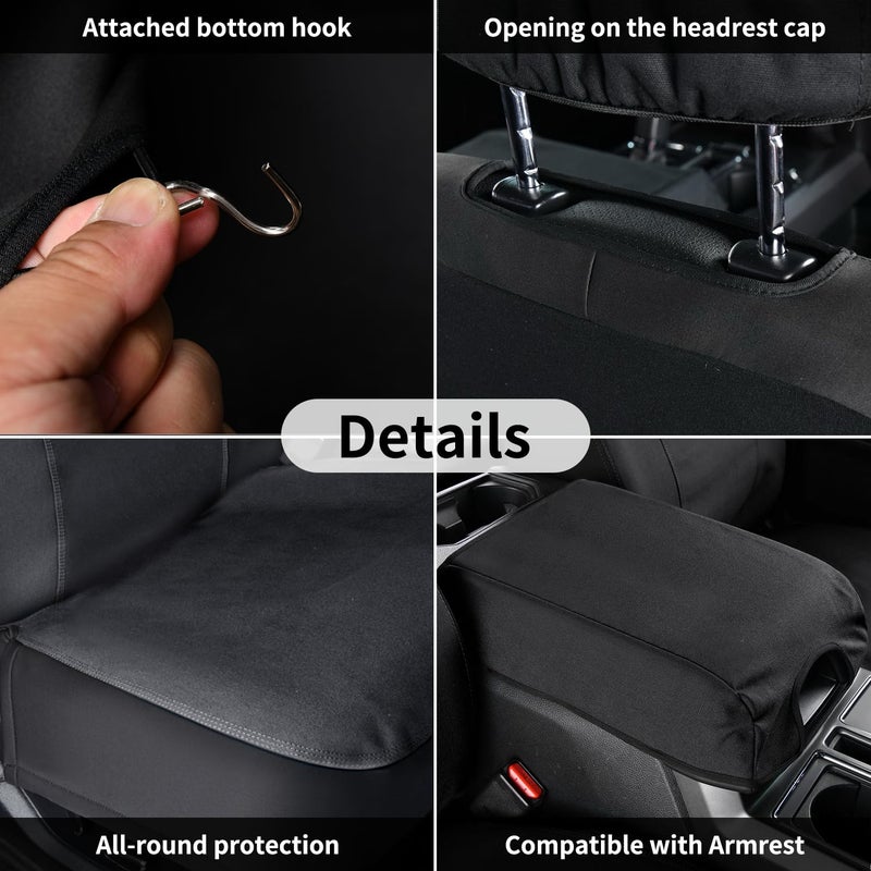 Coverado Front Seat Covers, Waterproof Canvas Seat Protector for Car Seat Cushions for Kids & Dogs, Compatible with 2015-2026 Ford F150 & 2017-2026 Ford F250 F350 F450(Black, 2PCS) - Image 4