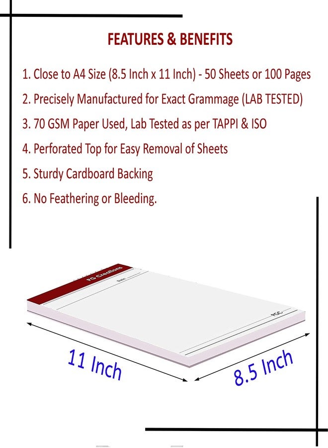 PG Creations A4 Size, Pack of 3 Pads, Unruled Writing Notepads, 50 Sheets per Pad, 70 Gsm Blank Paper Pads for Daily Notes, Office Work & Students Use, 8.5x11 Inch, White - Image 2