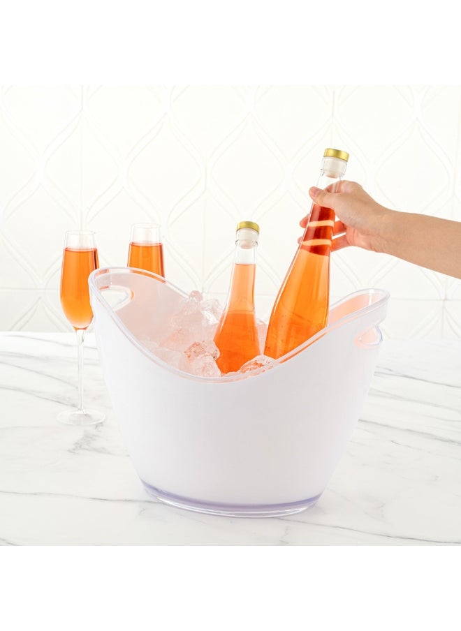 Restaurantware Bar Lux 13.8 x 9.8 x 10.4 Inch Champagne Buckets, 10 Oval Wine Buckets - With Handles, Durable, Frosted Plastic Wine Chiller Buckets, For Bottles And Soft Drinks  - Image 5