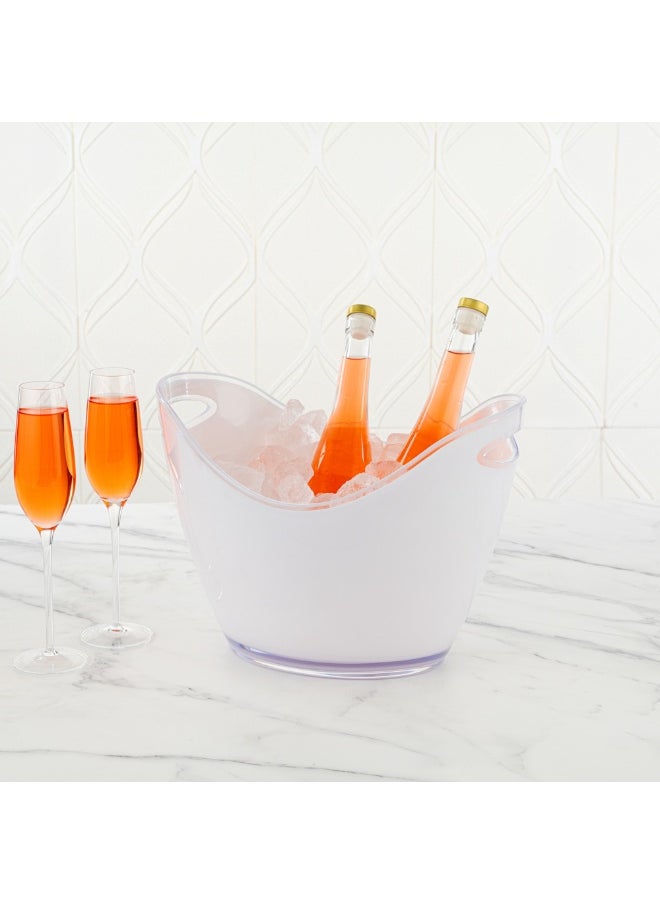 Restaurantware Bar Lux 13.8 x 9.8 x 10.4 Inch Champagne Buckets, 10 Oval Wine Buckets - With Handles, Durable, Frosted Plastic Wine Chiller Buckets, For Bottles And Soft Drinks  - Image 3