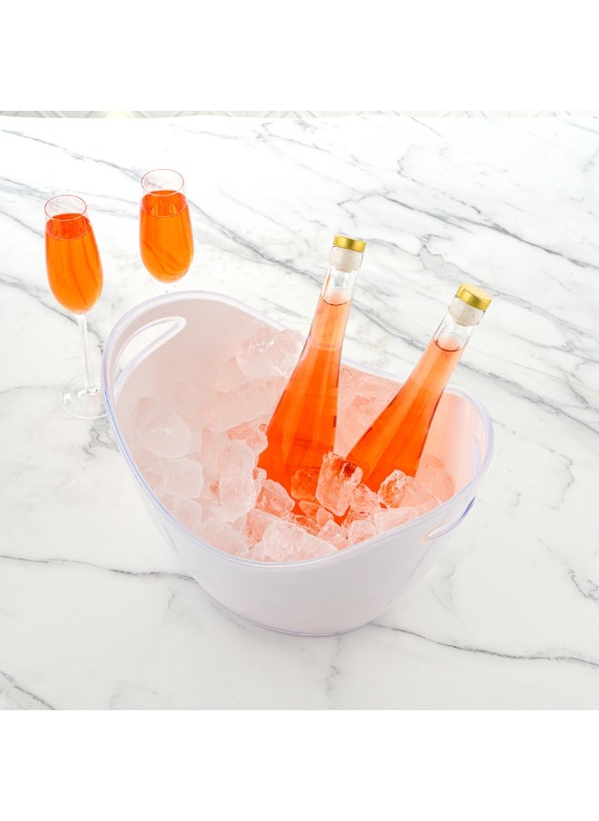 Restaurantware Bar Lux 13.8 x 9.8 x 10.4 Inch Champagne Buckets, 10 Oval Wine Buckets - With Handles, Durable, Frosted Plastic Wine Chiller Buckets, For Bottles And Soft Drinks  - Image 4