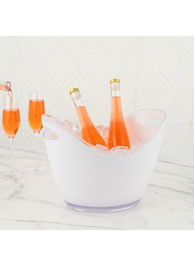 Restaurantware - Bar Lux 13.8 x 9.8 x 10.4 Inch Champagne Buckets, 10 Oval Wine Buckets - With Handles, Durable, Frosted Plastic Wine Chiller Buckets, For Bottles And Soft Drinks - Image 1