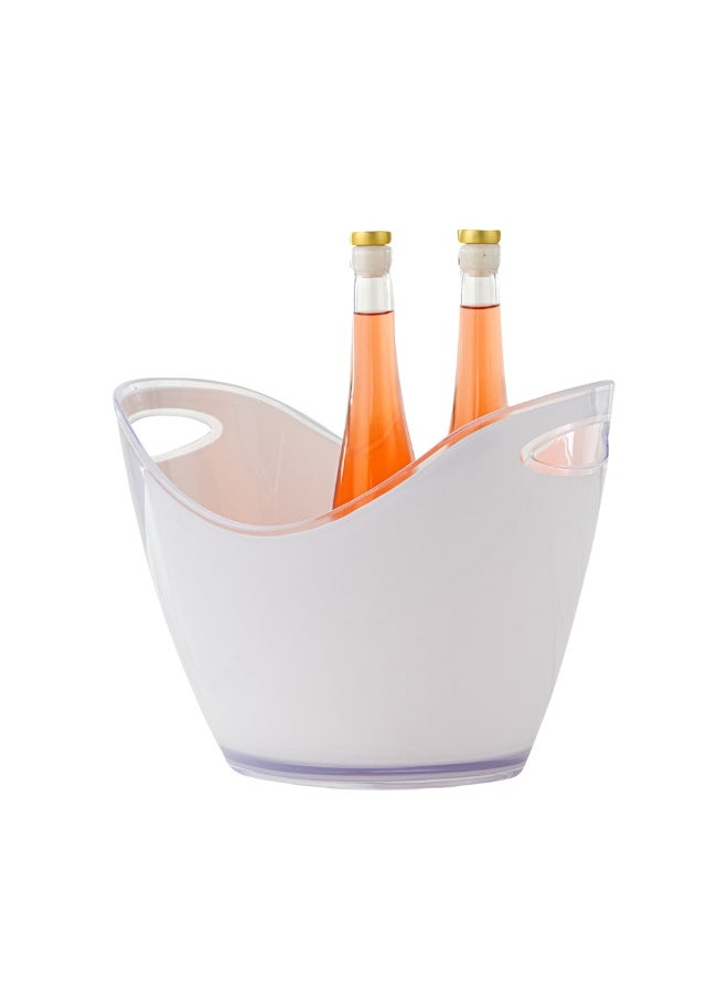 Restaurantware Bar Lux 13.8 x 9.8 x 10.4 Inch Champagne Buckets, 10 Oval Wine Buckets - With Handles, Durable, Frosted Plastic Wine Chiller Buckets, For Bottles And Soft Drinks  - Image 2