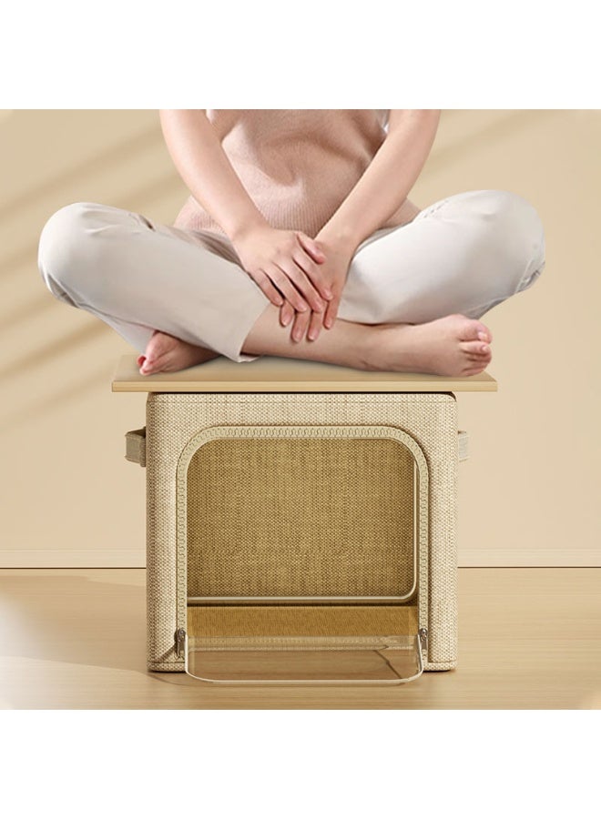 MIXDE Foldable Clothes Box,2-Piece Oxford Fabric Closet Organizer Bag Set With Carry Handles And Clear Window,56L Large Capacity Steel Frame Storage Bins For Bedding Blankets Toys Gift - Image 5