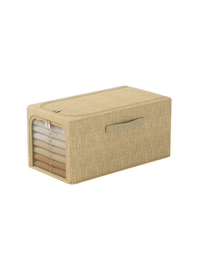 MIXDE Foldable Clothes Box,2-Piece Oxford Fabric Closet Organizer Bag Set With Carry Handles And Clear Window,56L Large Capacity Steel Frame Storage Bins For Bedding Blankets Toys Gift - Image 2