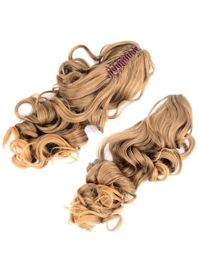 DIGUAN Claw Clip In Wavy Loose Curly Synthetic Wrap Around Ponytail Extensions 24 Inches Pony Tail Clip In Extensions For Women Girl 7.4Oz/210G (Golden Sandy Blonde) - Image 5
