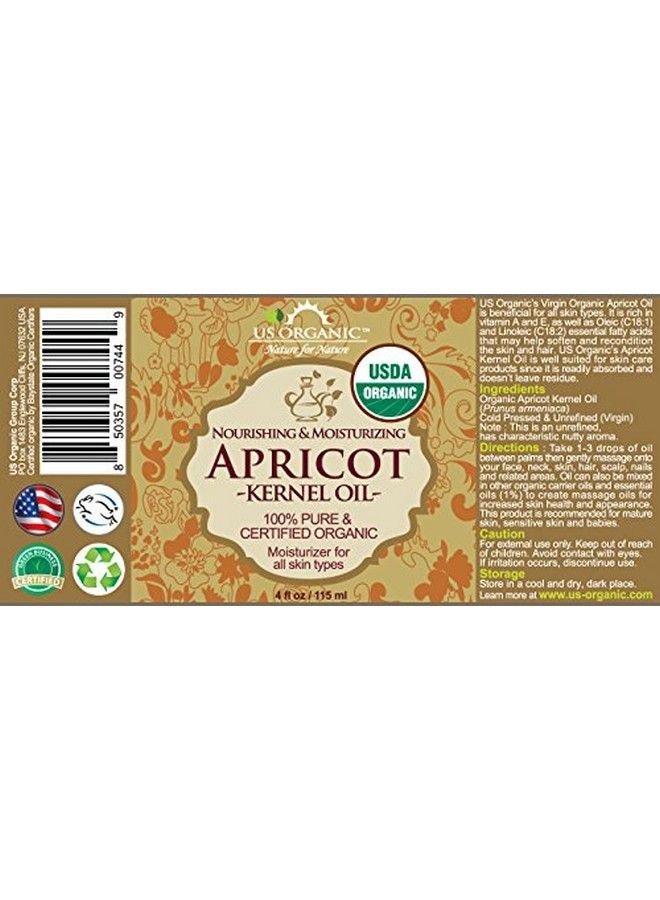US Organic Apricot Kernel Oil Usda Certified Organic100% Pure & Natural Cold Pressed Virgin Unrefined In Amber Glass Bottle W/ Glass Eyedropper For Easy Application (4 Oz (Large)) - Image 3