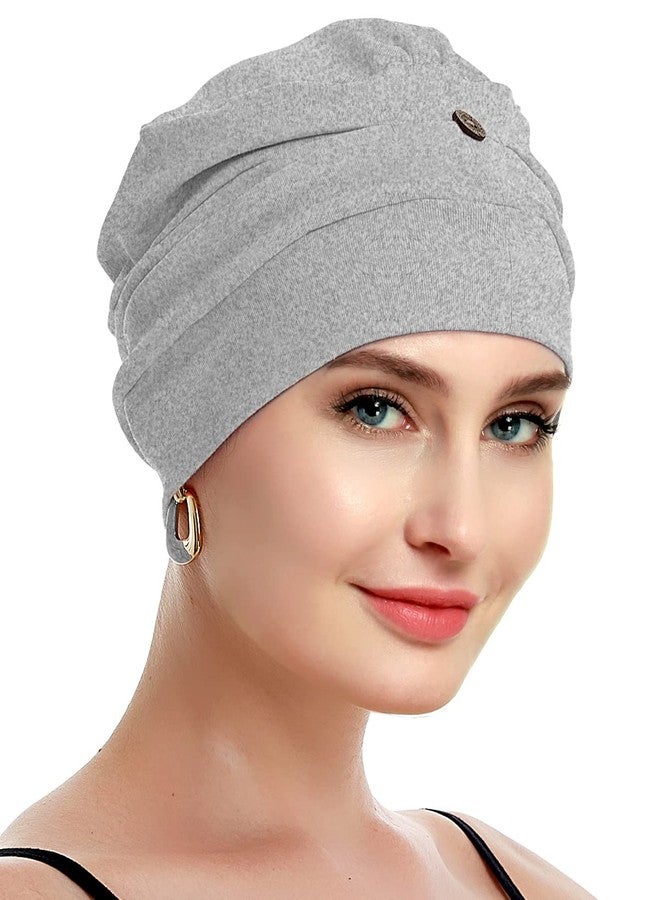 osvyo Cotton Chemo Turbans for Women Cancer Hairloss hat - Cotton Lightweight Headwear Sealed Packaging, Cotton Light Flecking Gray, One size - Image 5