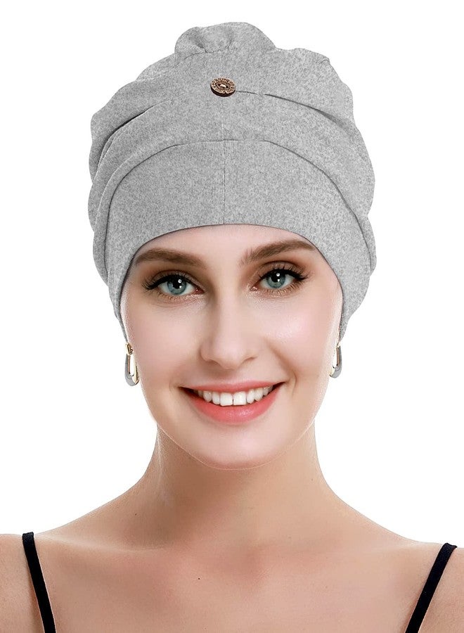 osvyo Cotton Chemo Turbans for Women Cancer Hairloss hat - Cotton Lightweight Headwear Sealed Packaging, Cotton Light Flecking Gray, One size - Image 4